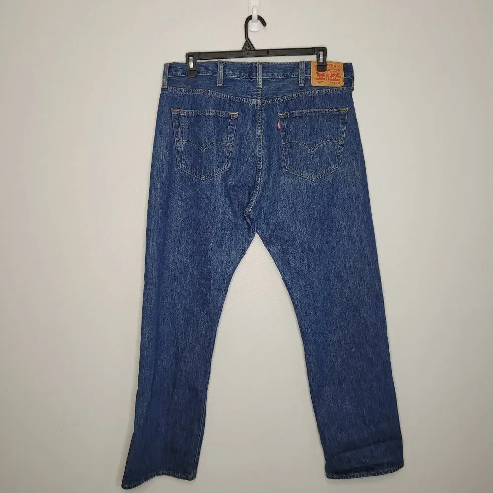 Levi's 501 original fit dark wash button fly jeans size 38x32